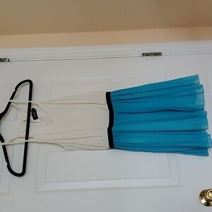 fab'rik teal and cream mini tank dress